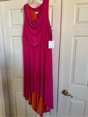 Calvin Klein Hot Pink Dress with Orange Lining